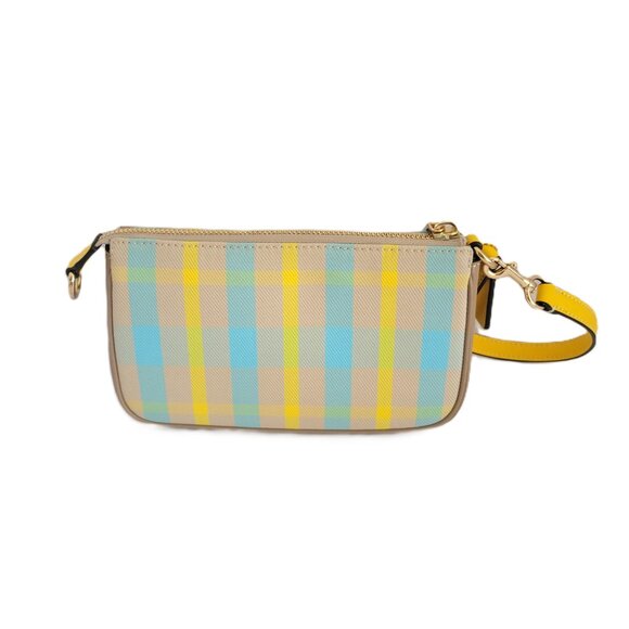 Coach CBK65 Nolita 19 Plaid Canvas Leather Small Handbag Clutch Bright Maize - Picture 4 of 8